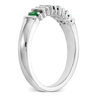 14K White Gold 1/5 ct tw Emerald & Diamond Wedding Band – view 7