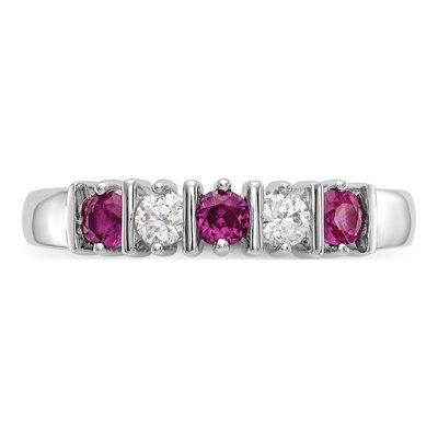 14K White Gold 1/5 ct tw Ruby & Diamond Wedding Band – view 4