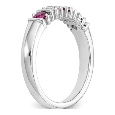 14K White Gold 1/5 ct tw Ruby & Diamond Wedding Band – view 6