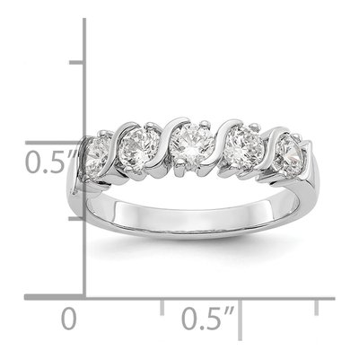 14K White Gold 1 ct tw Diamond 5-Stone Wedding Band – view 7