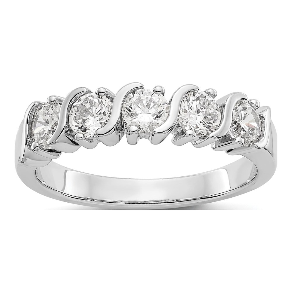 14K White Gold 1 ct tw Diamond 5-Stone Wedding Band