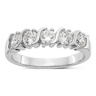14K White Gold 1 ct tw Diamond 5-Stone Wedding Band