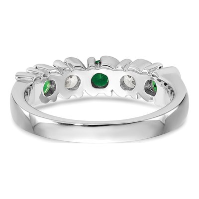 14K White Gold 3/8 ct tw Emerald & Diamond Wedding Band – view 6
