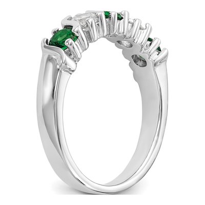 14K White Gold 3/8 ct tw Emerald & Diamond Wedding Band – view 7