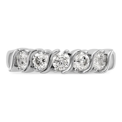 14K White Gold 3/4 ct tw Diamond 5-Stone Wedding Band – view 4