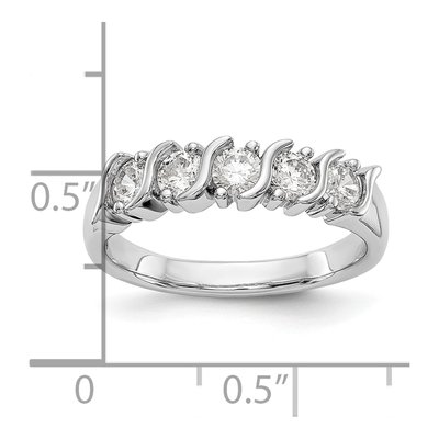 14K White Gold 3/4 ct tw Diamond 5-Stone Wedding Band – view 7