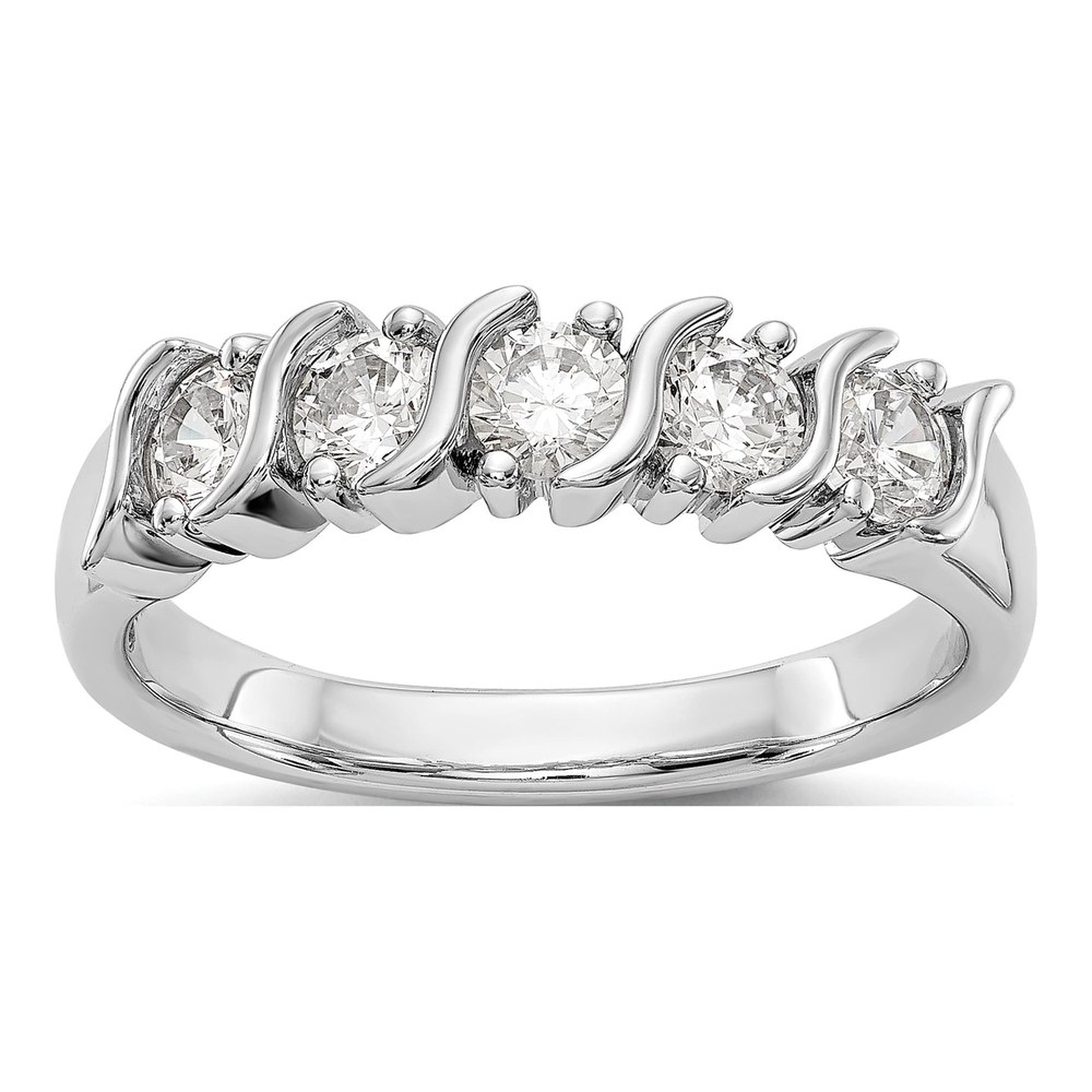 14K White Gold 3/4 ct tw Diamond 5-Stone Wedding Band