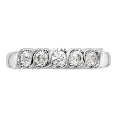 14K White Gold 1/2 ct tw Diamond 5-Stone Wedding Band – view 5