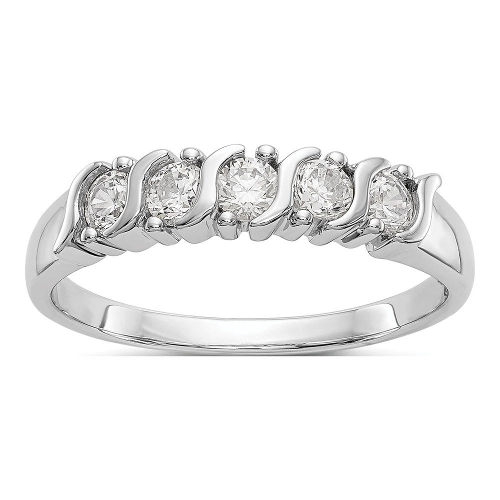 14K White Gold 1/2 ct tw Diamond 5-Stone Wedding Band