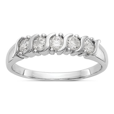 14K White Gold 1/2 ct tw Diamond 5-Stone Wedding Band