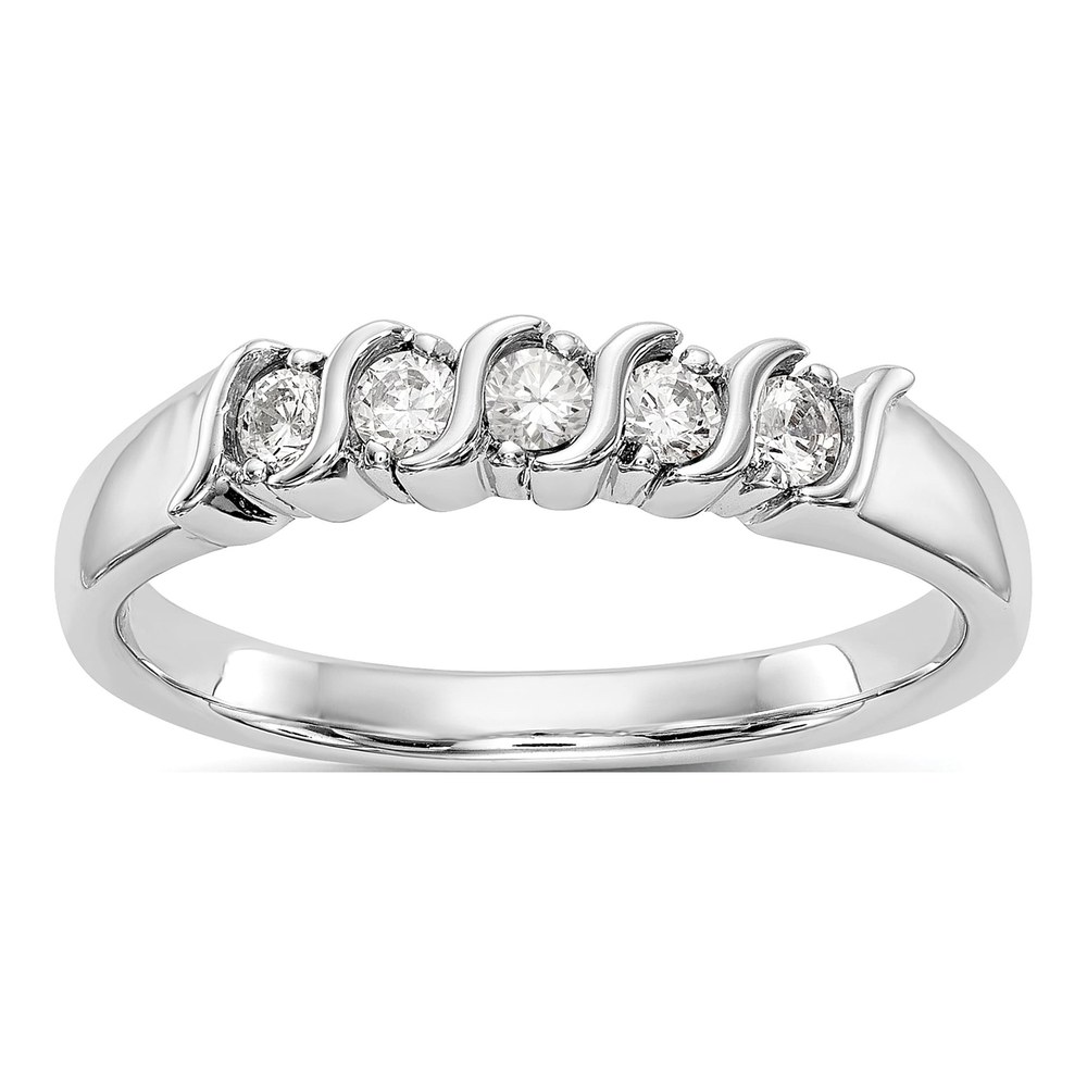 14K White Gold 1/4 ct tw Diamond 5-Stone Wedding Band