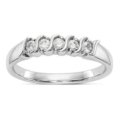 14K White Gold 1/4 ct tw Diamond 5-Stone Wedding Band
