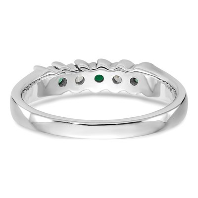 14K White Gold 1/10 ct tw Emerald & Diamond Wedding Band – view 6