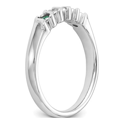 14K White Gold 1/10 ct tw Emerald & Diamond Wedding Band – view 7