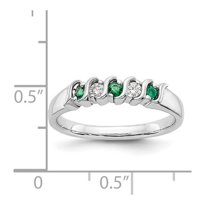 14K White Gold 1/10 ct tw Emerald & Diamond Wedding Band – view 8
