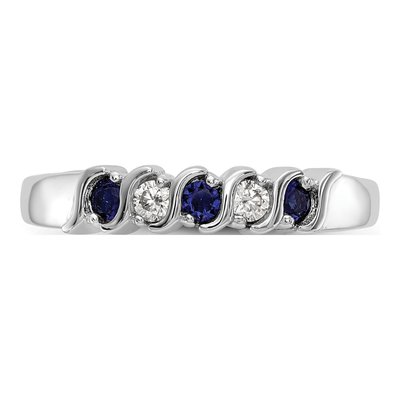 14K White Gold 1/10 ct tw Sapphire & Diamond Wedding Band – view 5