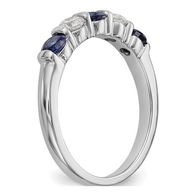 14K White Gold 1/3 ct tw Sapphire & Diamond Wedding Band – view 7