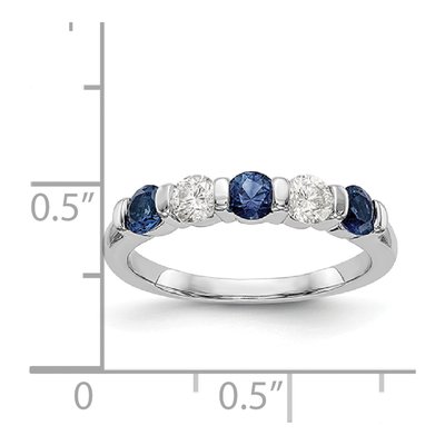 14K White Gold 1/3 ct tw Sapphire & Diamond Wedding Band – view 8