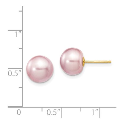 14K Yellow Gold Purple Freshwater Cultured Pearl Button Stud Earrings – view 4