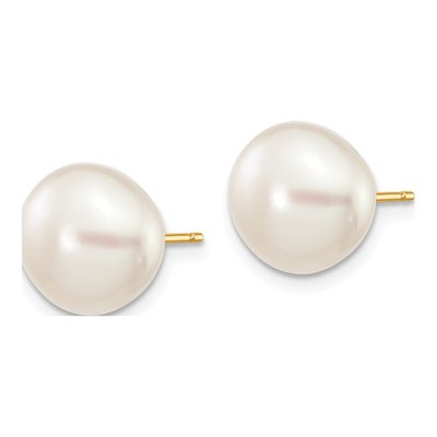 14K Yellow Gold Freshwater Cultured Pearl Button Stud Earrings – view 2