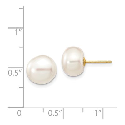 14K Yellow Gold Freshwater Cultured Pearl Button Stud Earrings – view 4