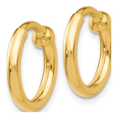 14K Yellow Gold 10mm Non-Pierced Tube Hoop Earrings – view 3