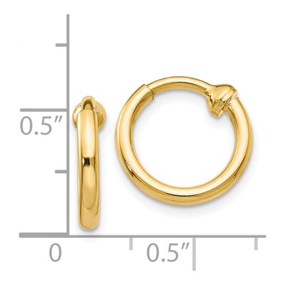 14K Yellow Gold 10mm Non-Pierced Tube Hoop Earrings – view 5