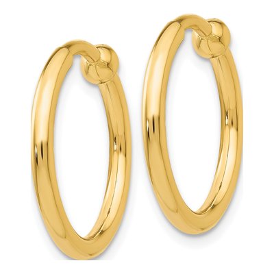 14K Yellow Gold 15mm Tube Non-Pierced Hoop Earrings – view 3