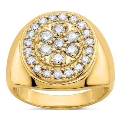 Men's 14K Yellow Gold Diamond Cluster Ring Mounting