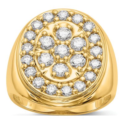 Men's 14K Yellow Gold 2 ct tw Diamond Cluster Ring
