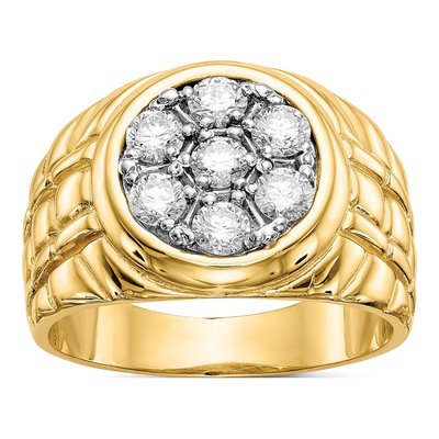 Men's 14K Yellow Gold 1 ct tw Diamond Cluster Ring