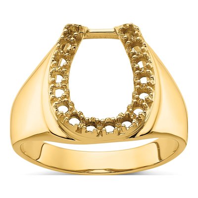 Men's 14K Yellow Gold Horseshoe Ring Mounting