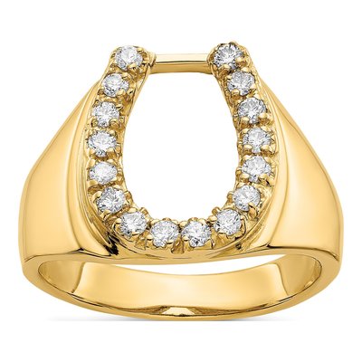 Men's 14K Yellow Gold 1/2 ct tw Diamond Horseshoe Ring