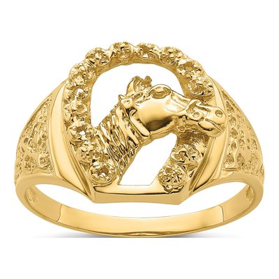 Men's 14K Yellow Gold Horseshoe Ring Mounting