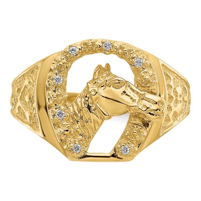 Men's 14K Yellow Gold Diamond Horseshoe Ring – view 5