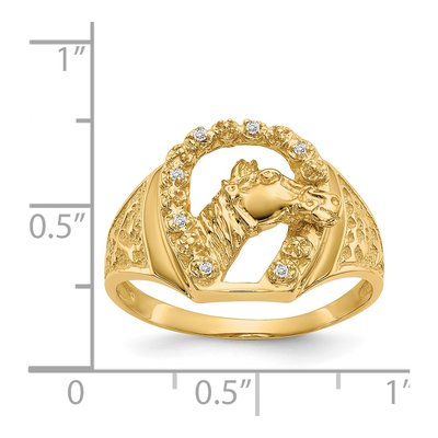 Men's 14K Yellow Gold Diamond Horseshoe Ring – view 6