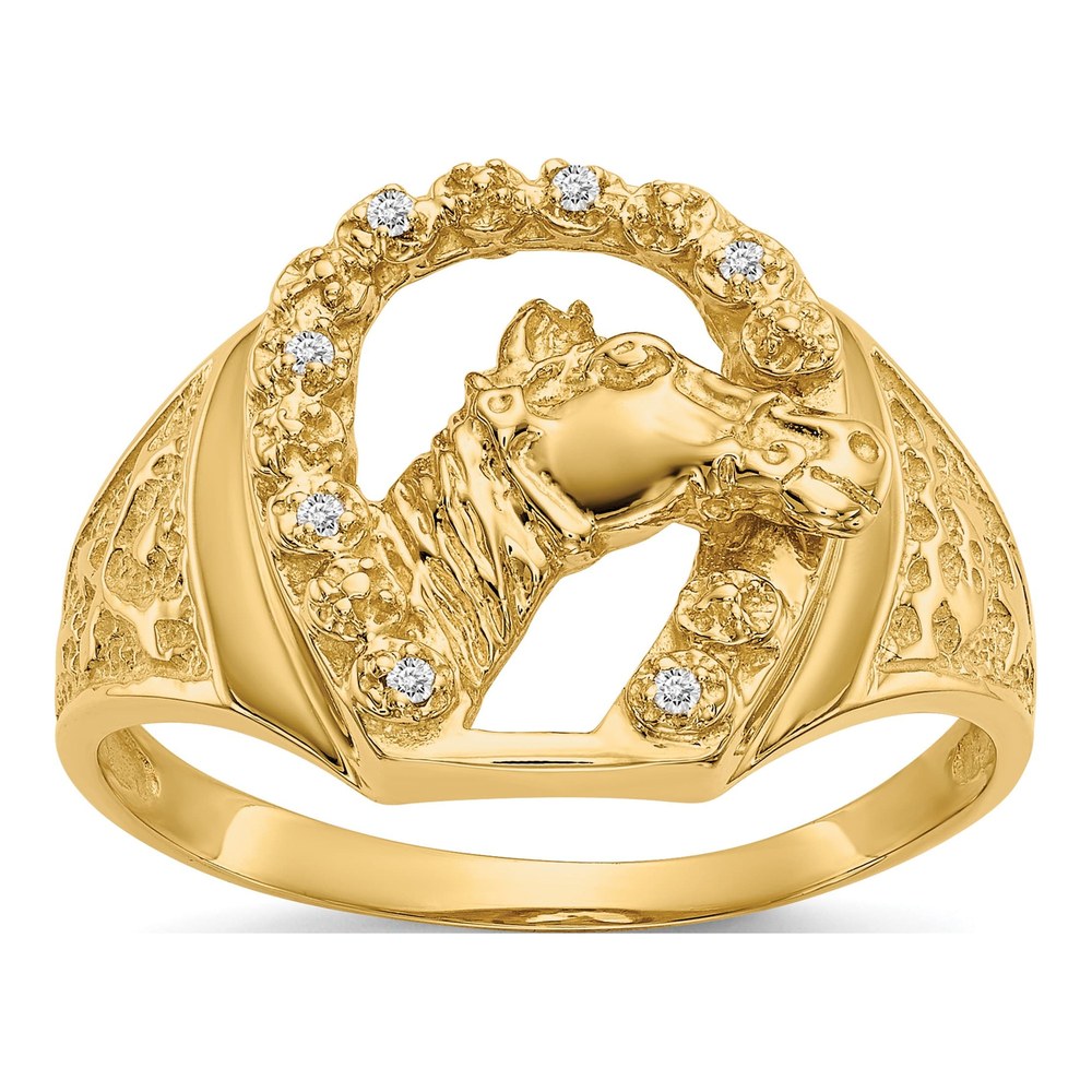 Men's 14K Yellow Gold Diamond Horseshoe Ring
