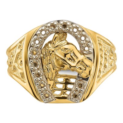 Men's 14K Two-Tone Gold Horseshoe Ring Mounting – view 5