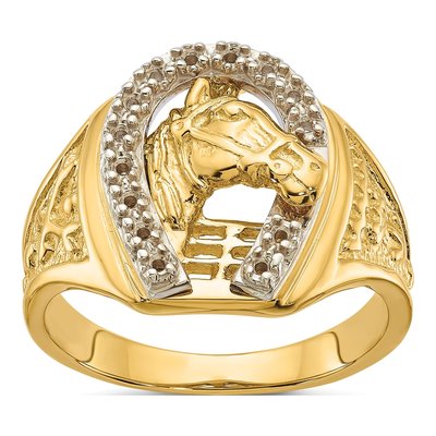 Men's 14K Two-Tone Gold Horseshoe Ring Mounting
