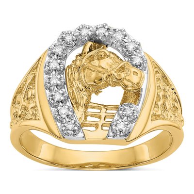 Men's 14K Two-Tone Gold 1/6 ct tw Diamond Two-Tone1 Horseshoe Ring