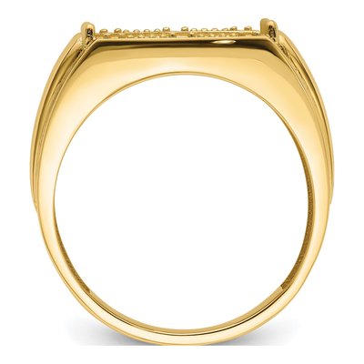 Men's 14K Yellow Gold Holds Barrel Onyx Diamonds Ridged-Sides Ring Mounting – view 3