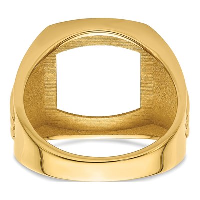 Men's 14K Yellow Gold Holds Barrel Onyx Diamonds Ridged-Sides Ring Mounting – view 5
