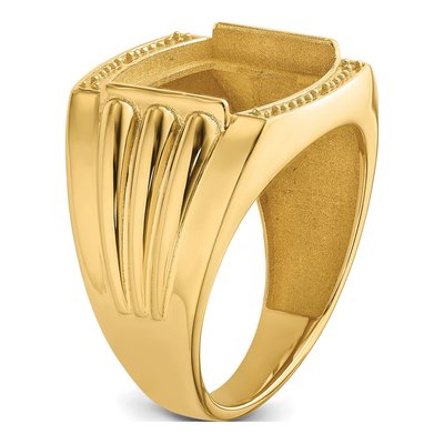 Men's 14K Yellow Gold Holds Barrel Onyx Diamonds Ridged-Sides Ring Mounting – view 6