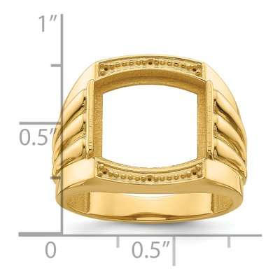 Men's 14K Yellow Gold Holds Barrel Onyx Diamonds Ridged-Sides Ring Mounting – view 7