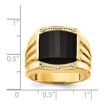 Men's 14K Yellow Gold Onyx & Diamond Barrel Ring – view 6
