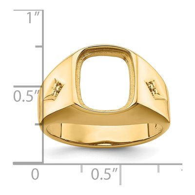 Men's 14K Yellow Gold Holds Diamonds Cushion Onyx Ring Mounting – view 6