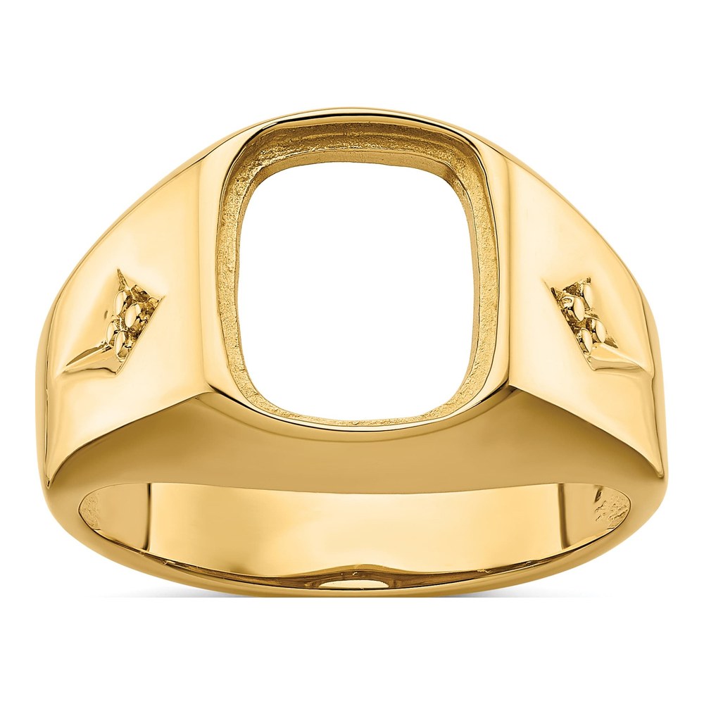 Men's 14K Yellow Gold Holds Diamonds Cushion Onyx Ring Mounting