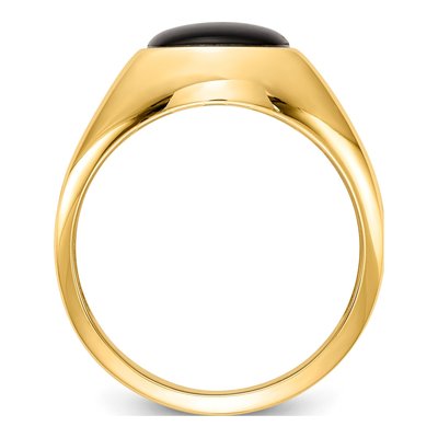 Men's 14K Yellow Gold Onyx & Diamond Cushion Ring – view 3