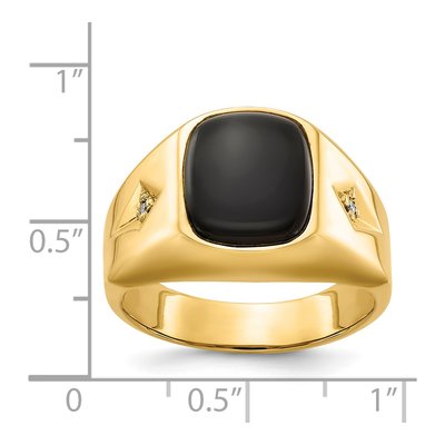 Men's 14K Yellow Gold Onyx & Diamond Cushion Ring – view 4