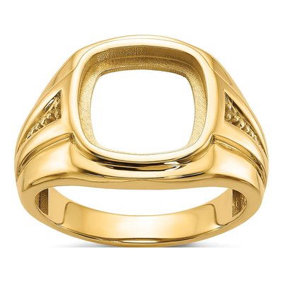 Men's 14K Yellow Gold Cushion Onyx Ring Mounting